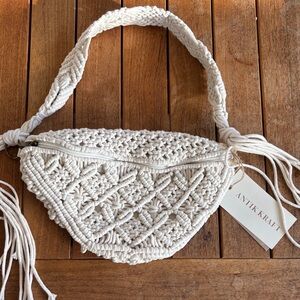 Antik Kraft Cream Macramé Crossbody Bag